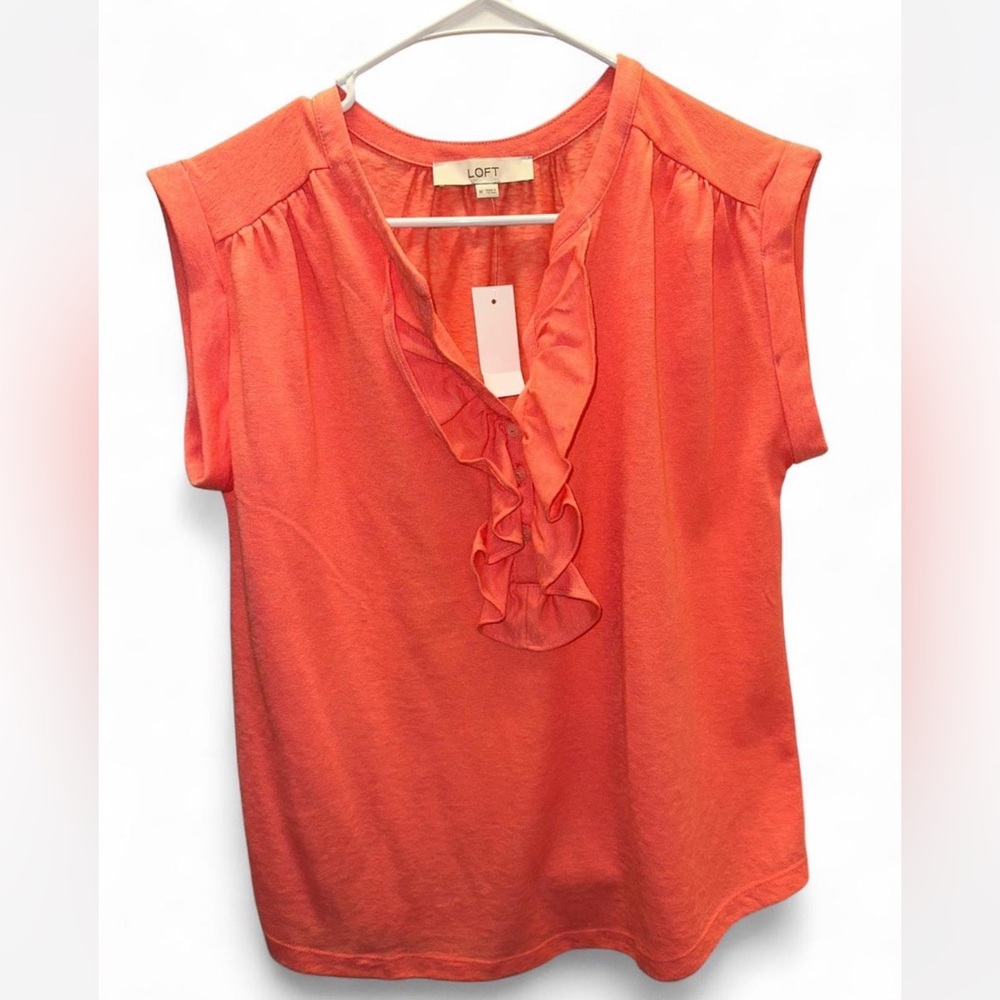LOFT Coral Ruffle Blouse - Picture 5 of 5